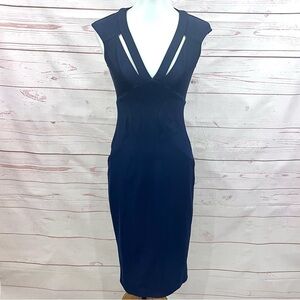 Zac Posen Navy Blue Cutout V-neck Joni Bodycon Sheath Dress